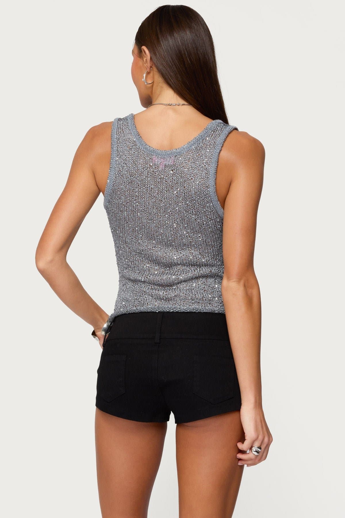 Eleora Sequin Knit Tank Top - Polyester Women's Sleeveless Top Size S