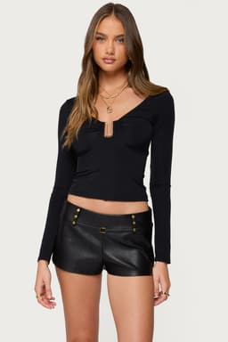 Soria Ruched Cut Out Long Sleeve Top - Nylon Spandex