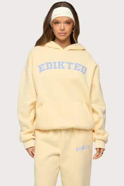 Edikted Lover Oversized Hoodie with Gingham Graphic Patch Polyester Cotton