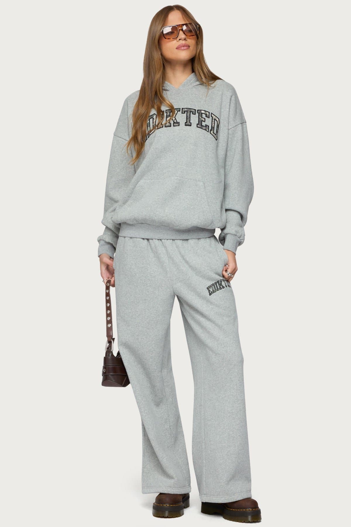 Camo Crush Edikted Sweatpants - Straight Leg Fit, Polyester Cotton, Camo Graphic Patch