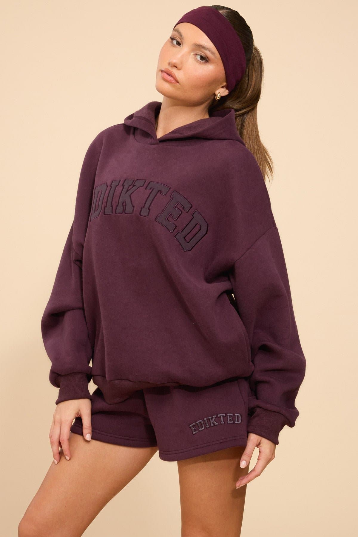 Edikted Girl Graphic Hoodie - Cotton Polyester Matching Set Pullover