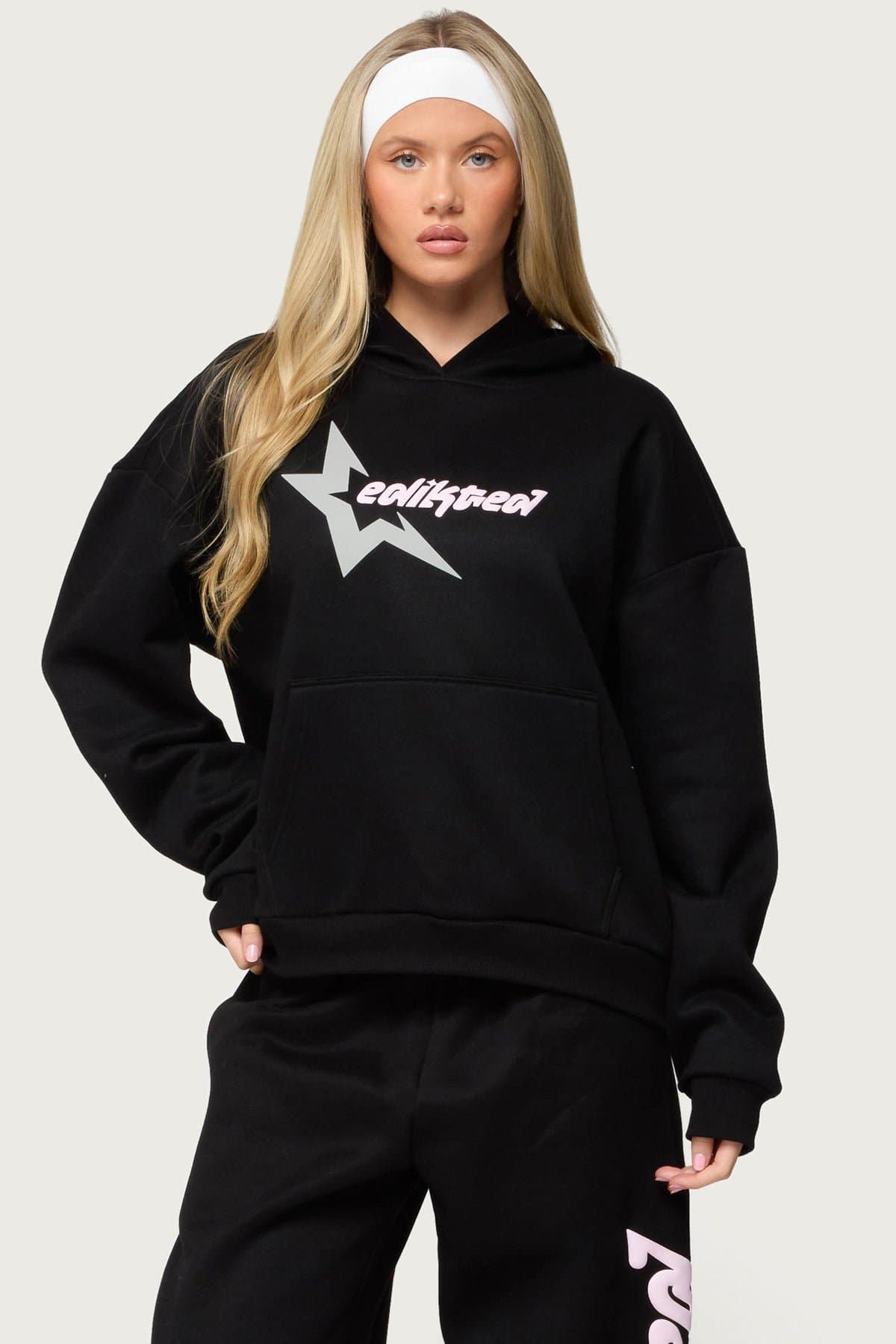 Edikted Star Graphic Hoodie - Polyester Cotton Spandex Unisex
