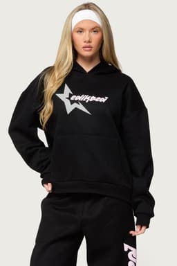 Edikted Star Graphic Hoodie - Polyester Cotton Spandex Unisex
