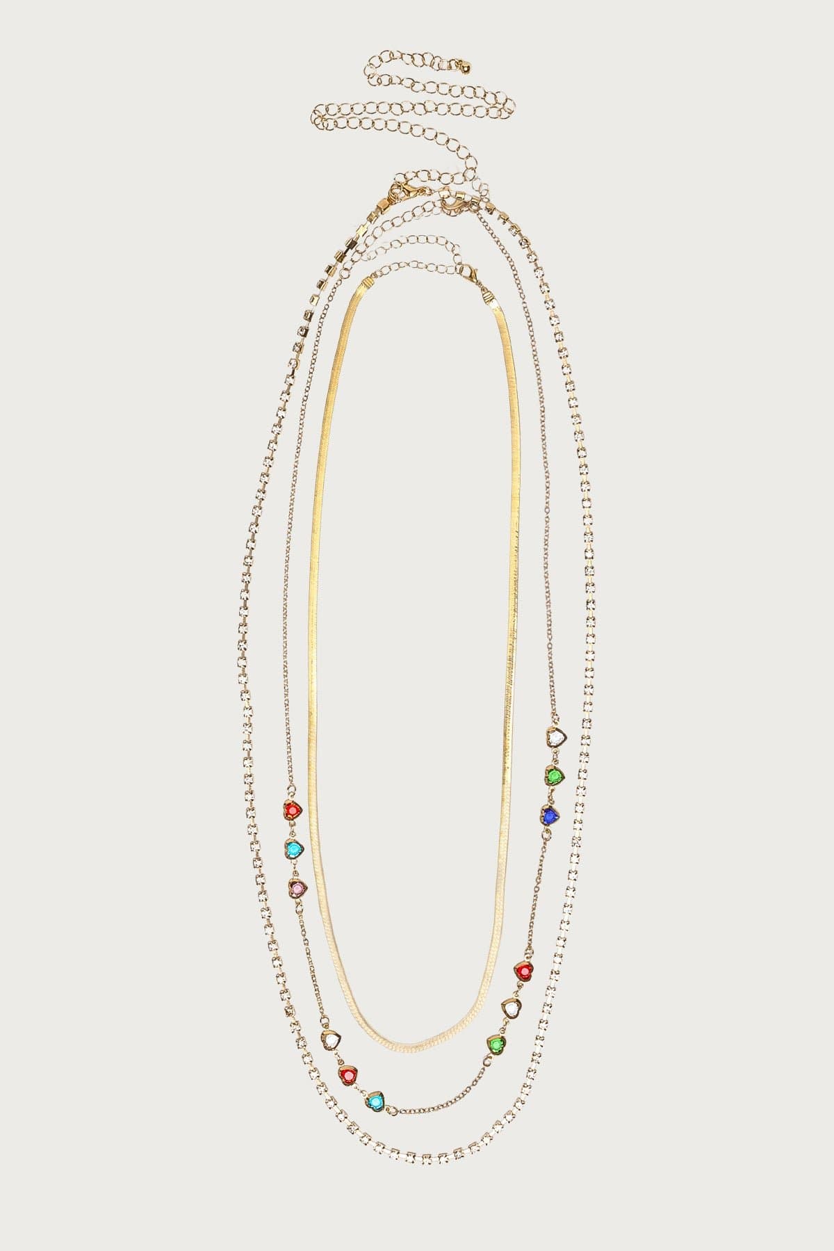 Assorted Gemstone Belly Chain Gold Tone Metal 36.6 Inch Length