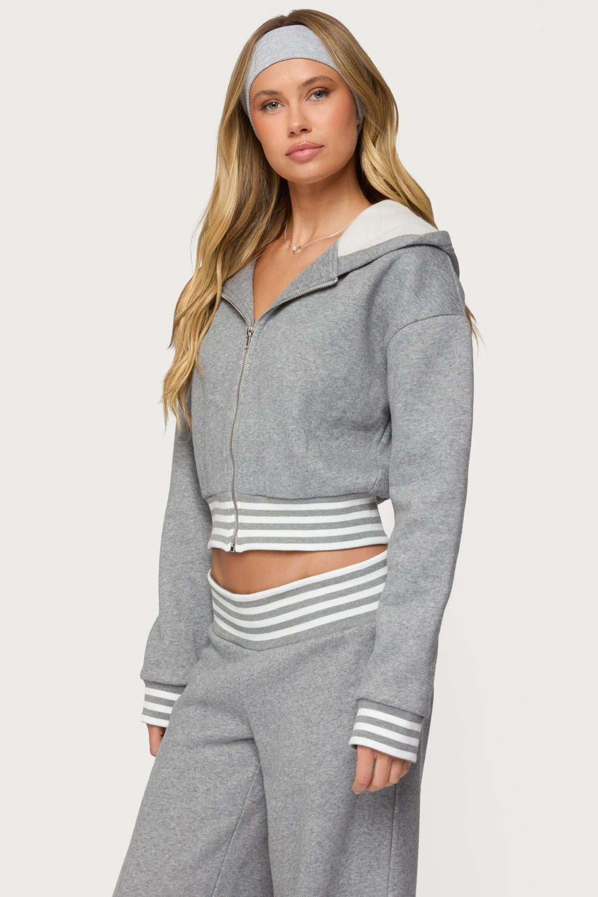 Eloura Stripey Zip-Up Hoodie - Striped Polyester Cotton Hoodie
