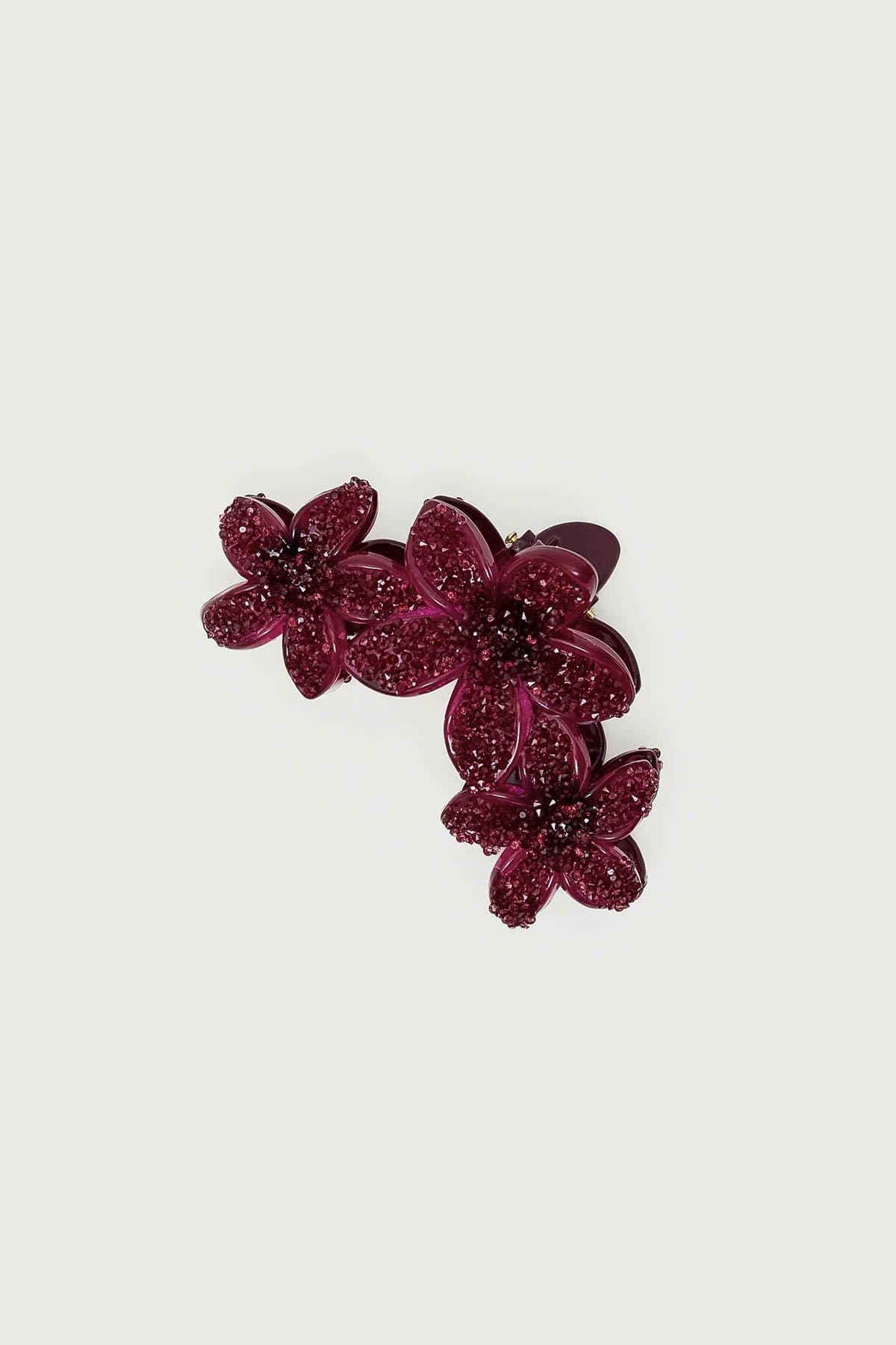 Faux Crystal Flower Hair Clip - 4.3 Inch Plastic Accessory