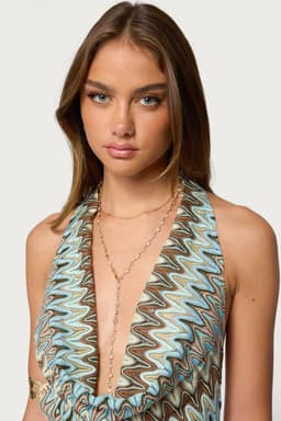 Faux Crystal Cascading Necklace Set Gold Tone Adjustable 16.5-31.4 Inch