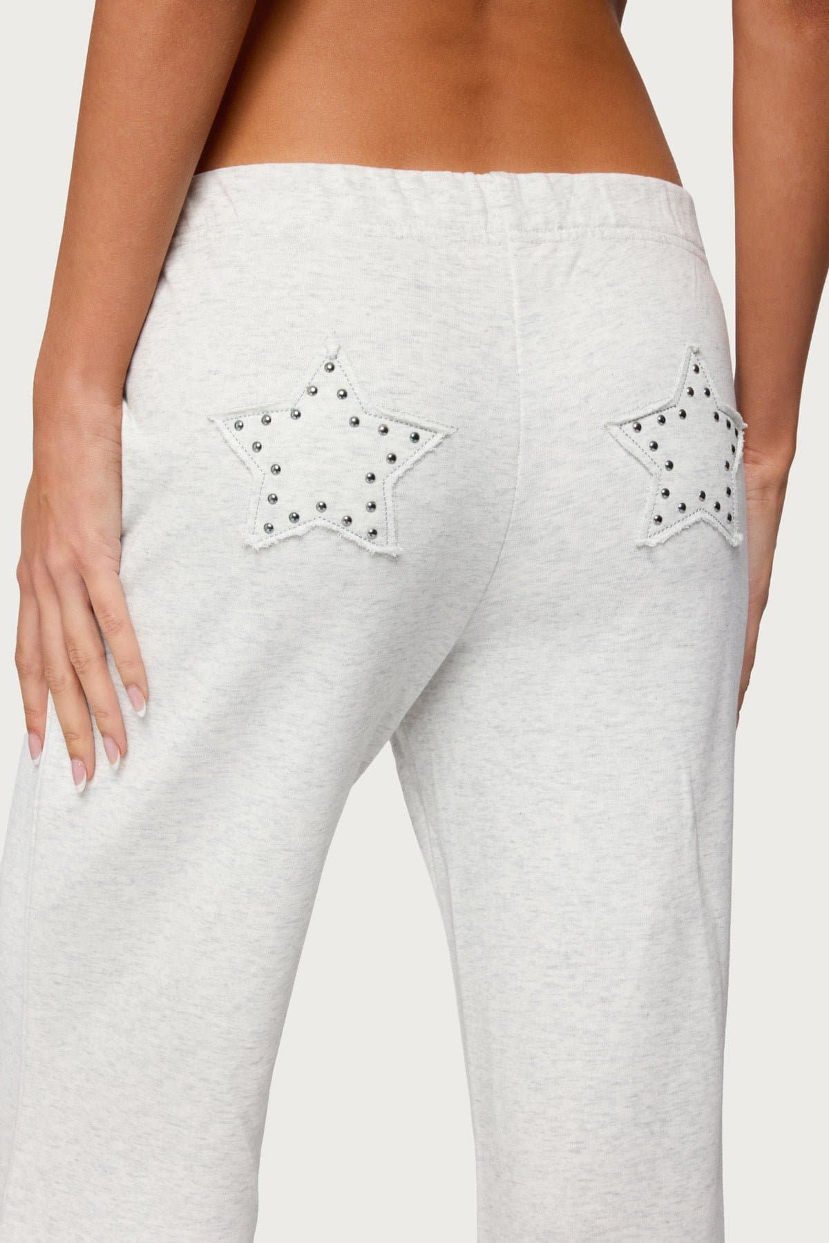 Briela Star Studded Straight Leg Sweatpants - Cotton Polyester Matching Set