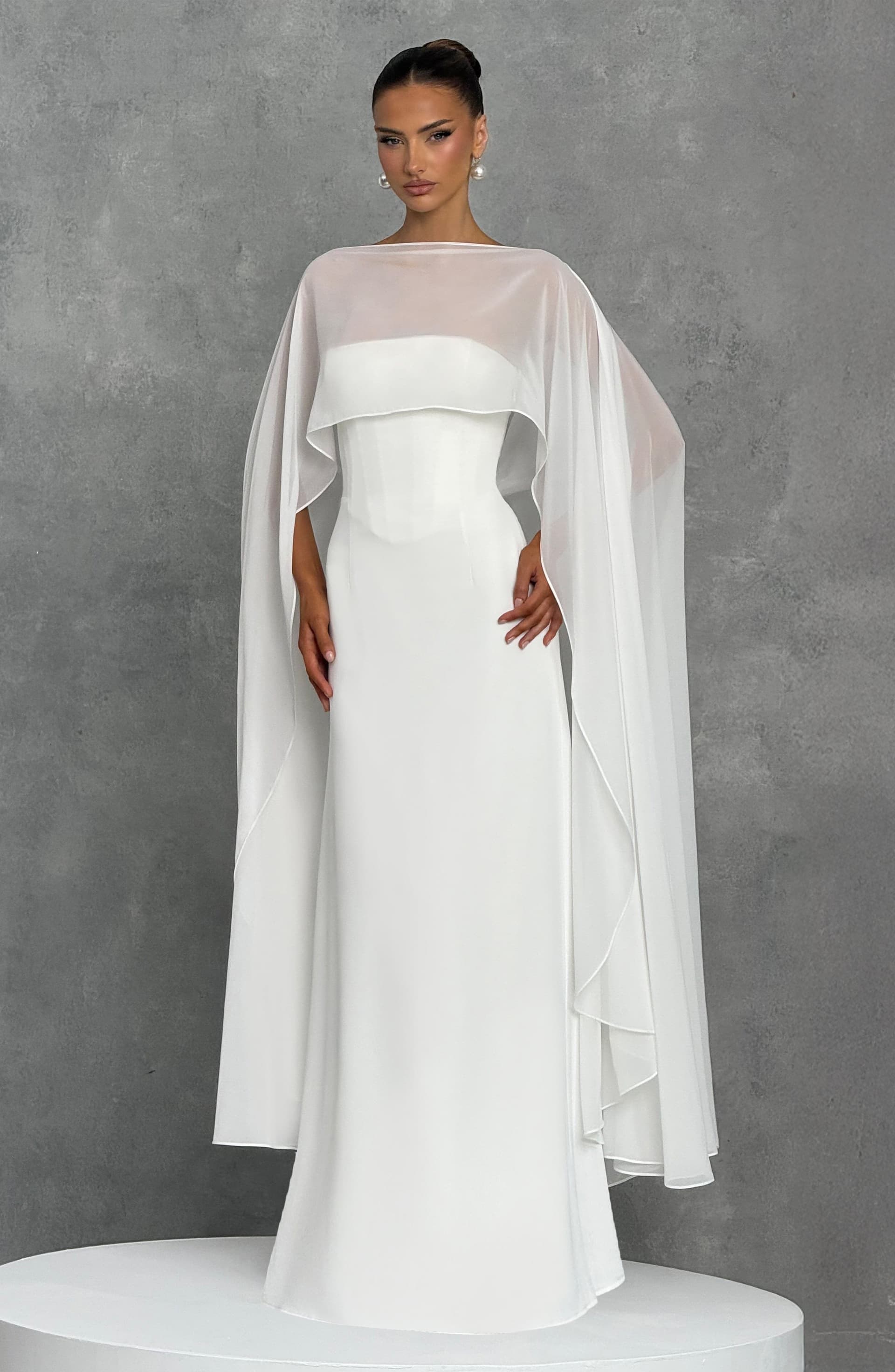 Romy Cape in Ivory Chiffon - Lightweight Bridal Shoulder Cover