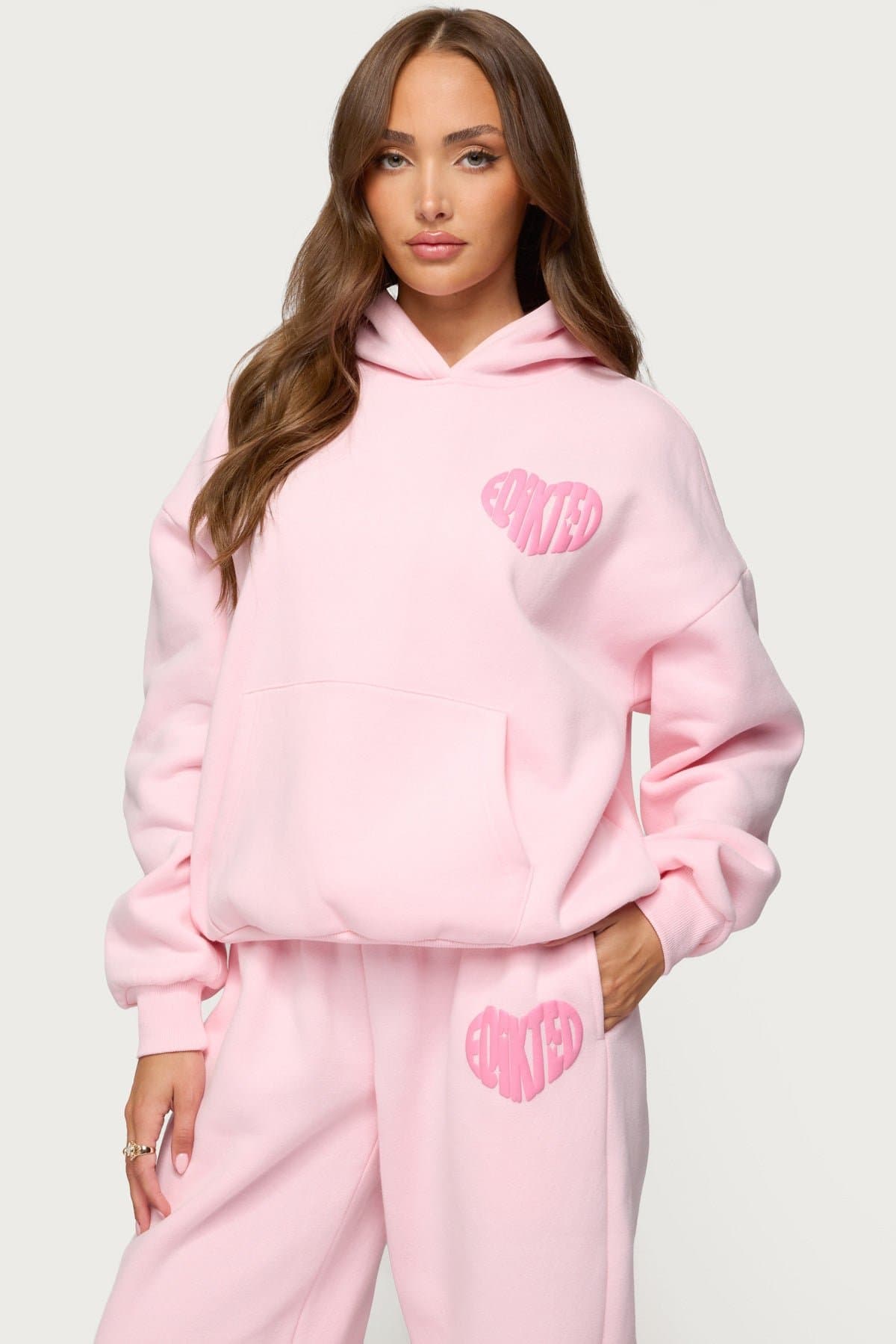 Major Love Edikted Hoodie - Puff Print Graphic Text Polyester Cotton Matching Set