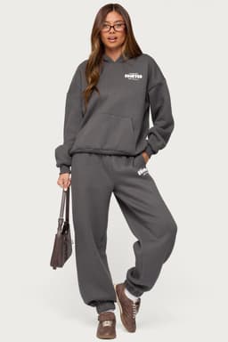 Lounge Edit Sweatpants with Elastic Waistband and Edikted Los Angeles Graphic