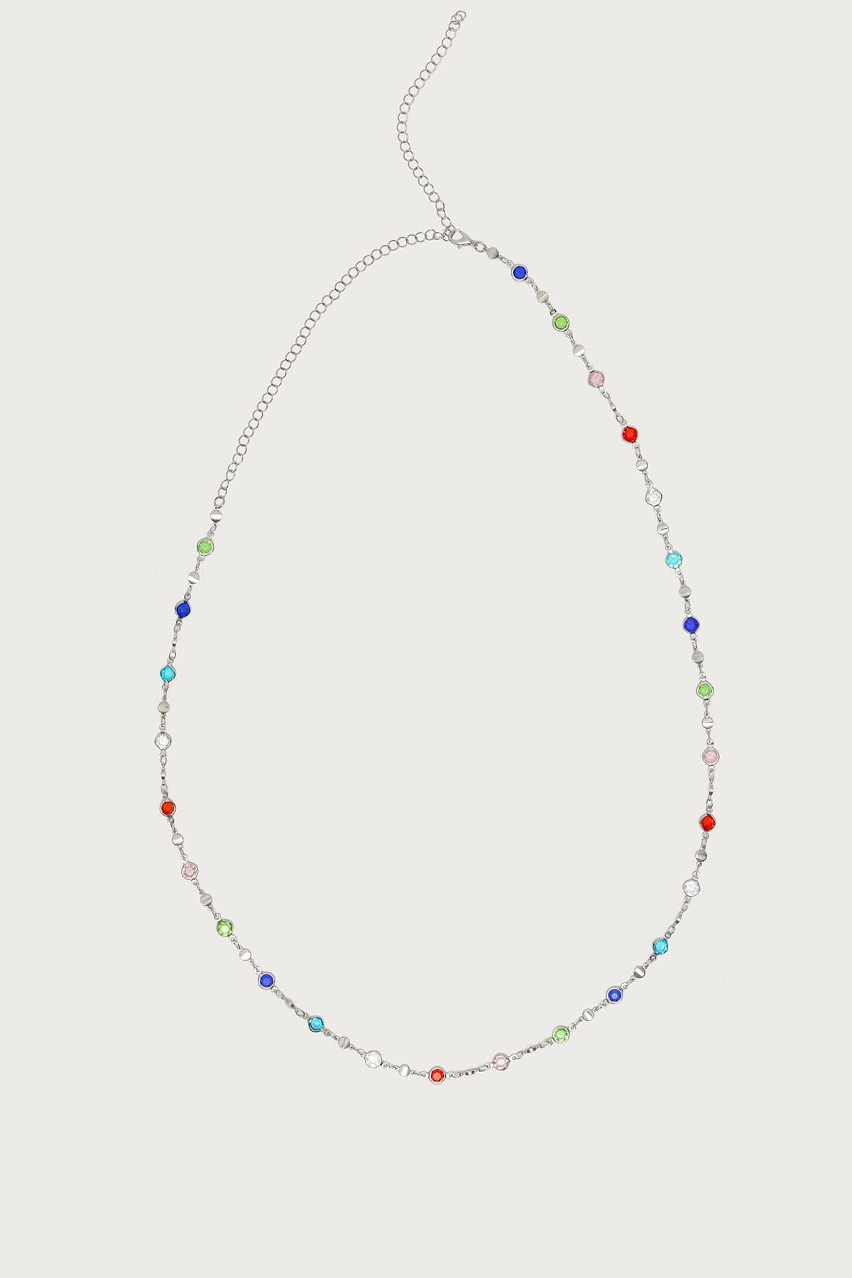 Gemstone Belly Chain Silver Tone Metal 26.7 Inch Length