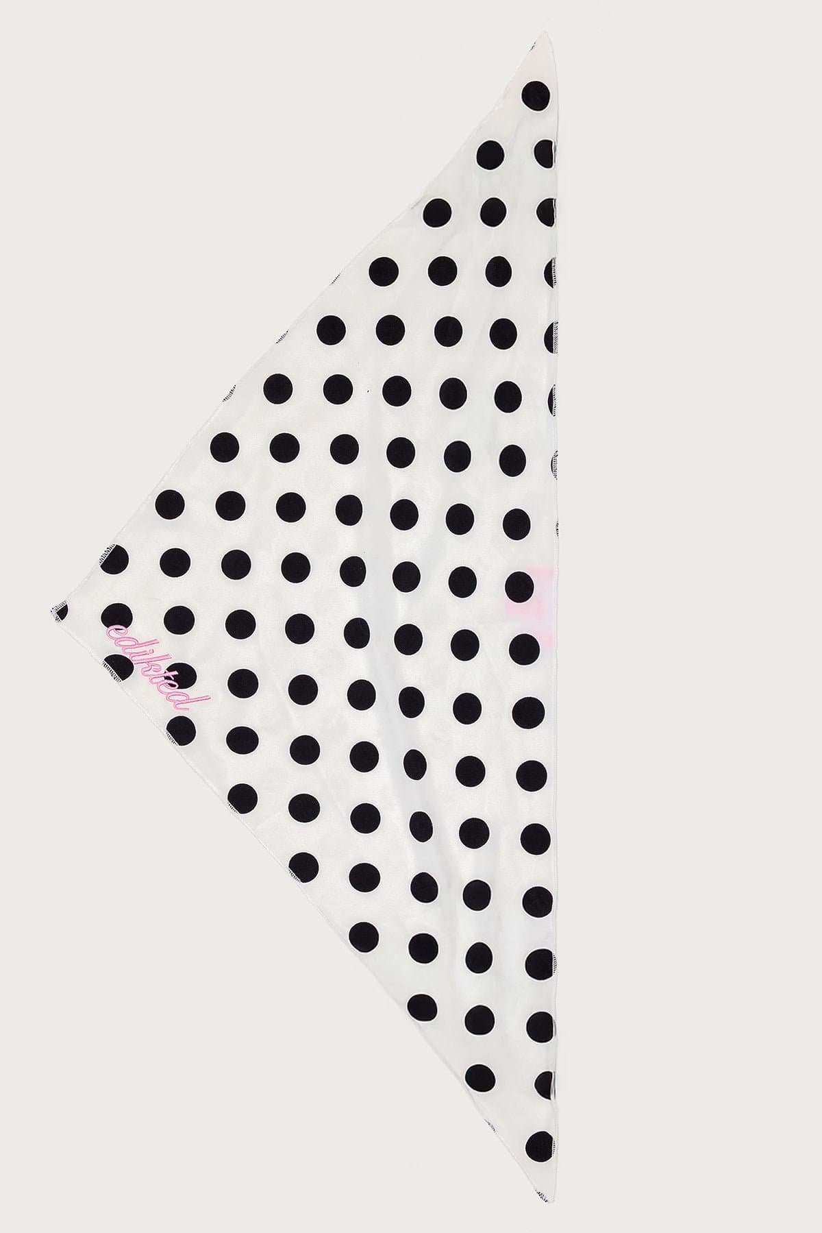 Pawka Dot Edikted Pet Bandana - Polka Dot Polyester Scarf, Embroidered Graphic