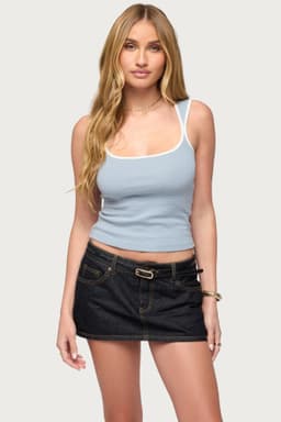 Valentina Striped Square Neck Tank Top - Cotton Spandex Women's Top