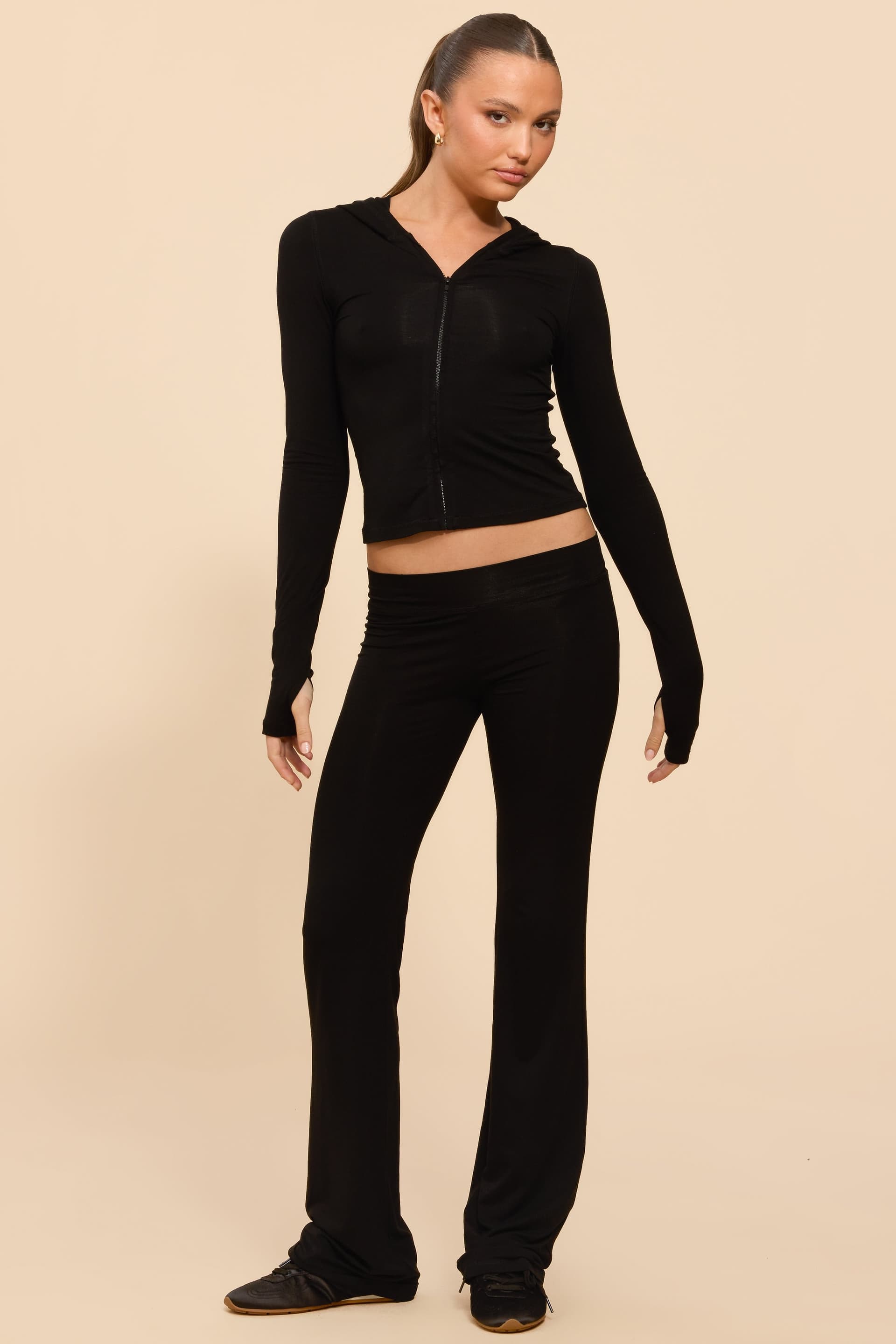 Callan Flared Pants - Rayon Spandex Matching Set Size S Inseam 33.7"