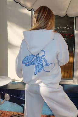 Keychain Cutie Hoodie - Edikted NY Graphic Puff Print Cotton Polyester