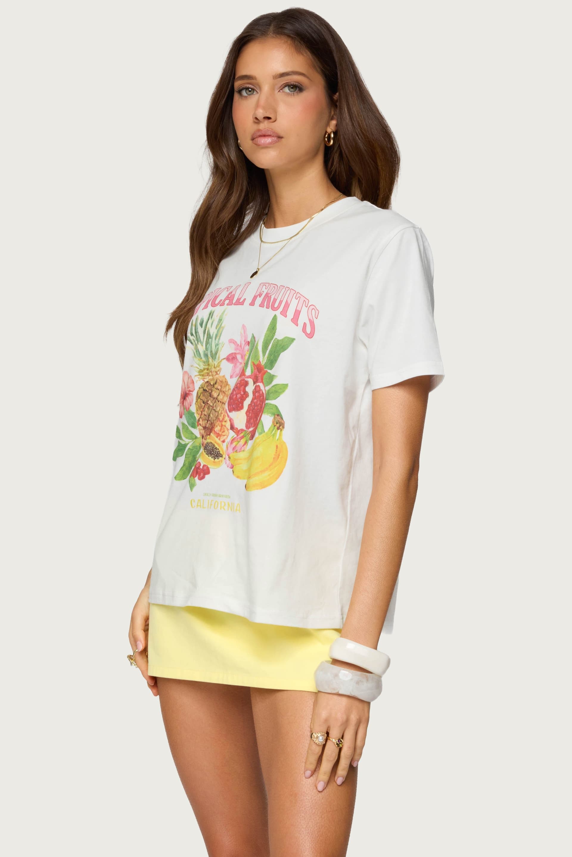 Tropical Fruits Graphic Print T-Shirt - Loose Fit 100% Cotton Unisex