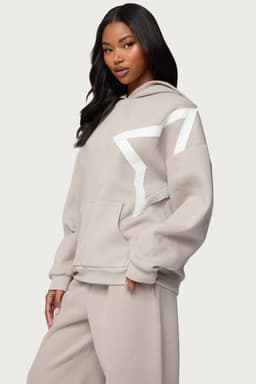 Starly Oversized Hoodie - Polyester Cotton Blend with Large Star Patch