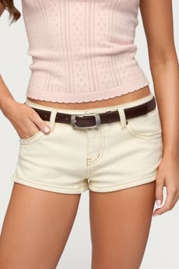 Buckle Babe Faux Leather Belt - Silver Tone Buckle, Polyurethane, 41.3 Inch Length