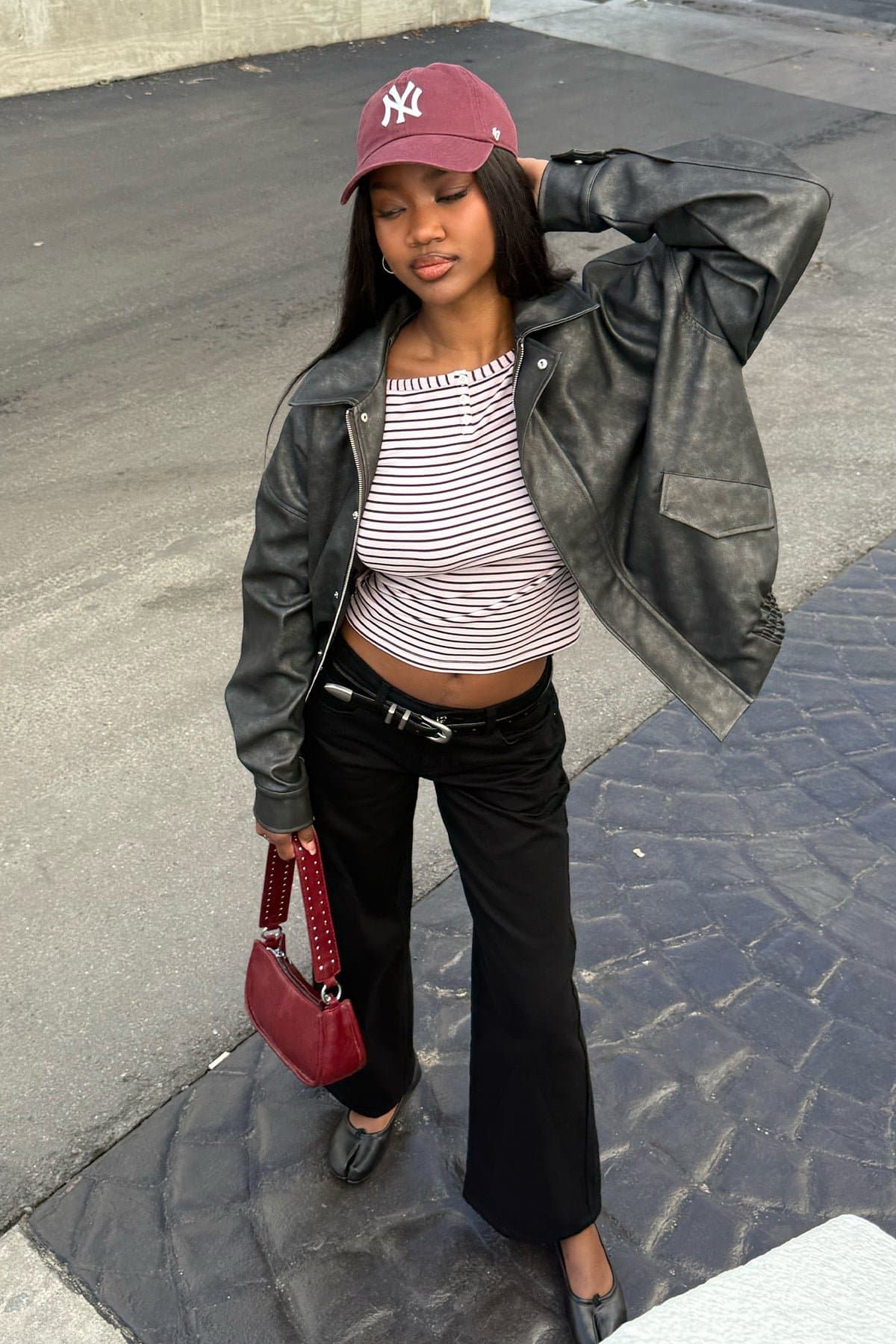 Mori Oversized Faux Leather Jacket - Polyurethane Polyester Women's Jacket Size S