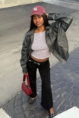 Mori Oversized Faux Leather Jacket - Polyurethane Polyester Women's Jacket Size S