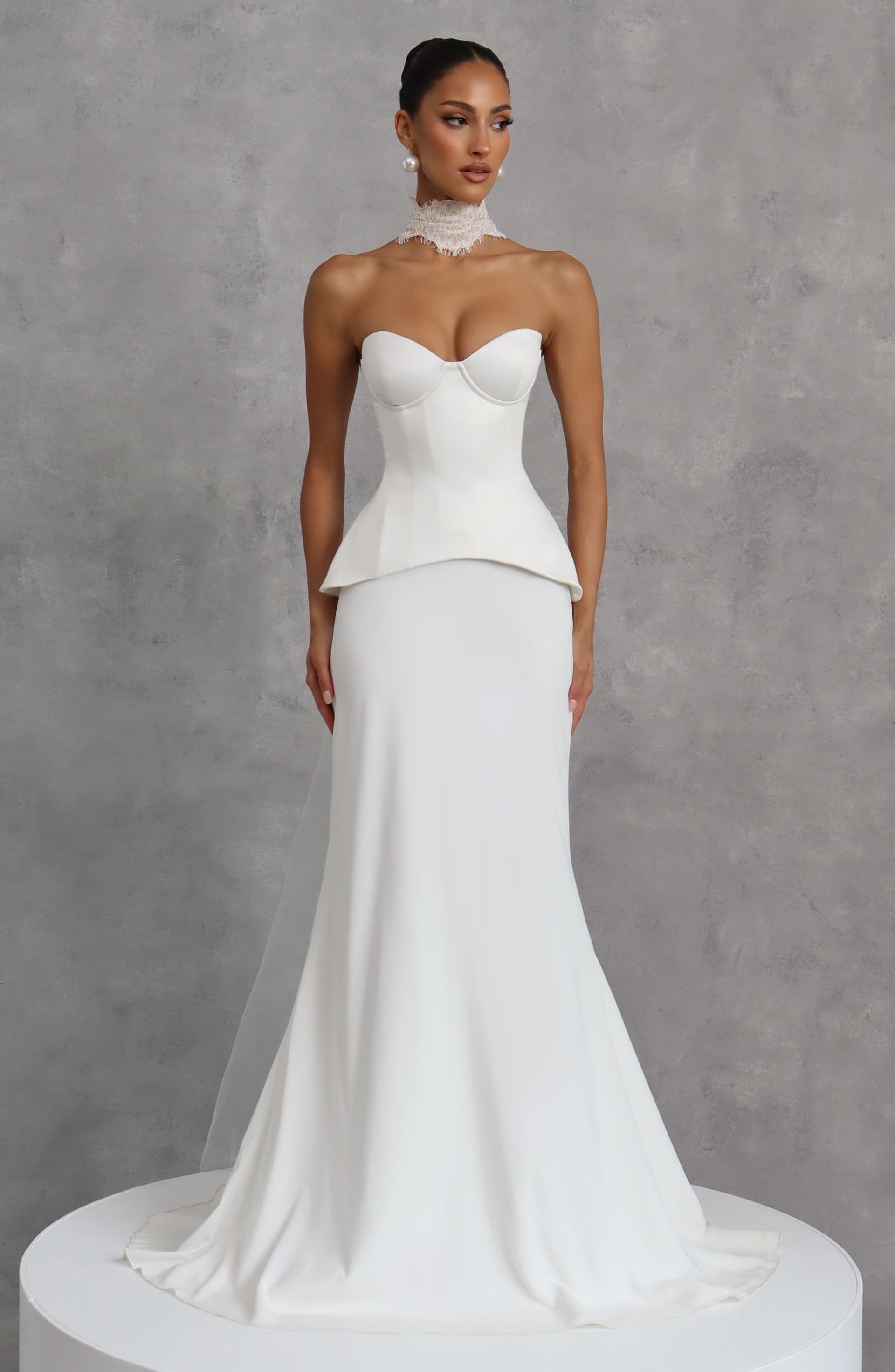 Kaia Maxi Skirt in Ivory Chiffon with Mermaid Silhouette and Train