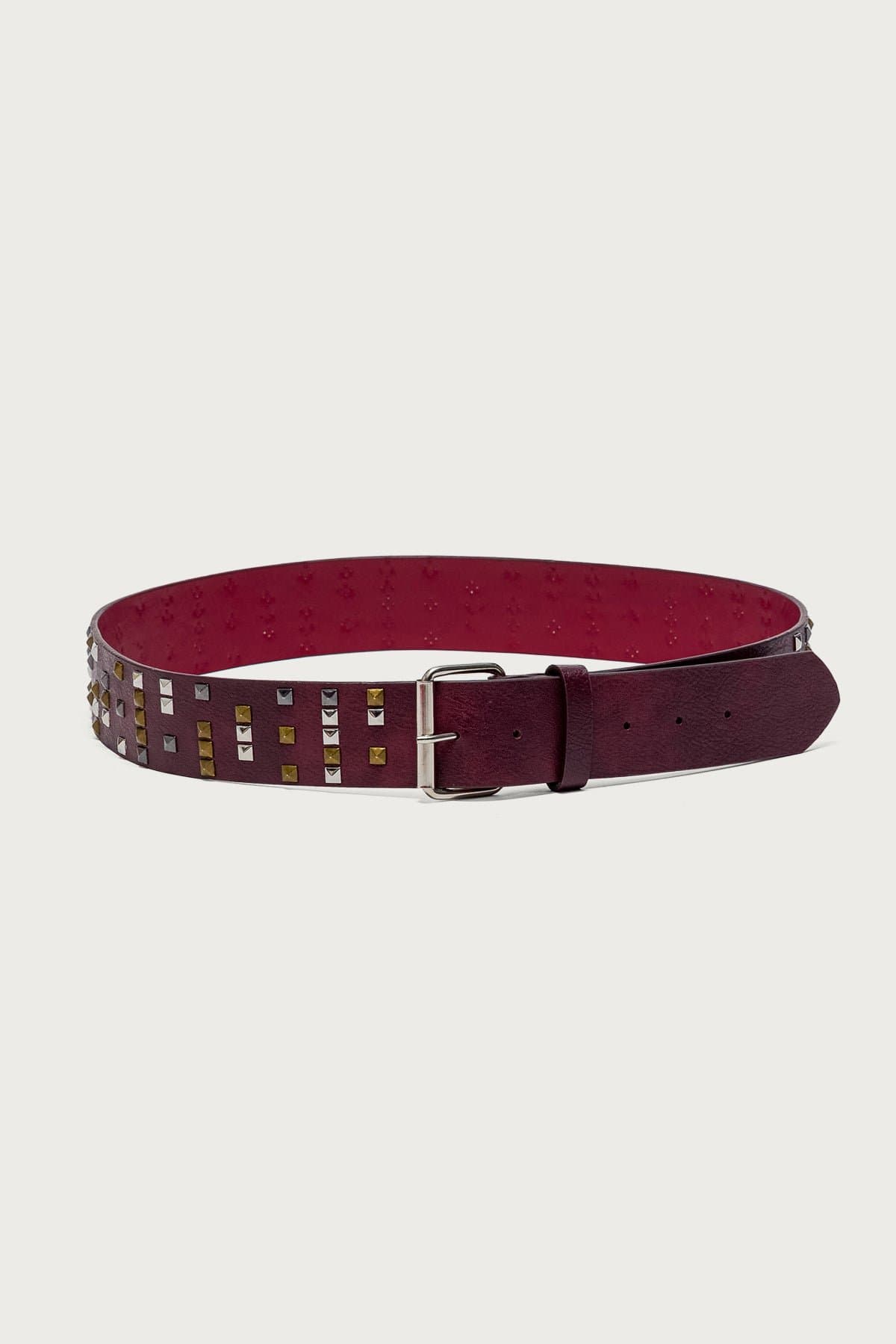 Studded Mixed Tone Belt - Polyurethane 43.7 Inch Length