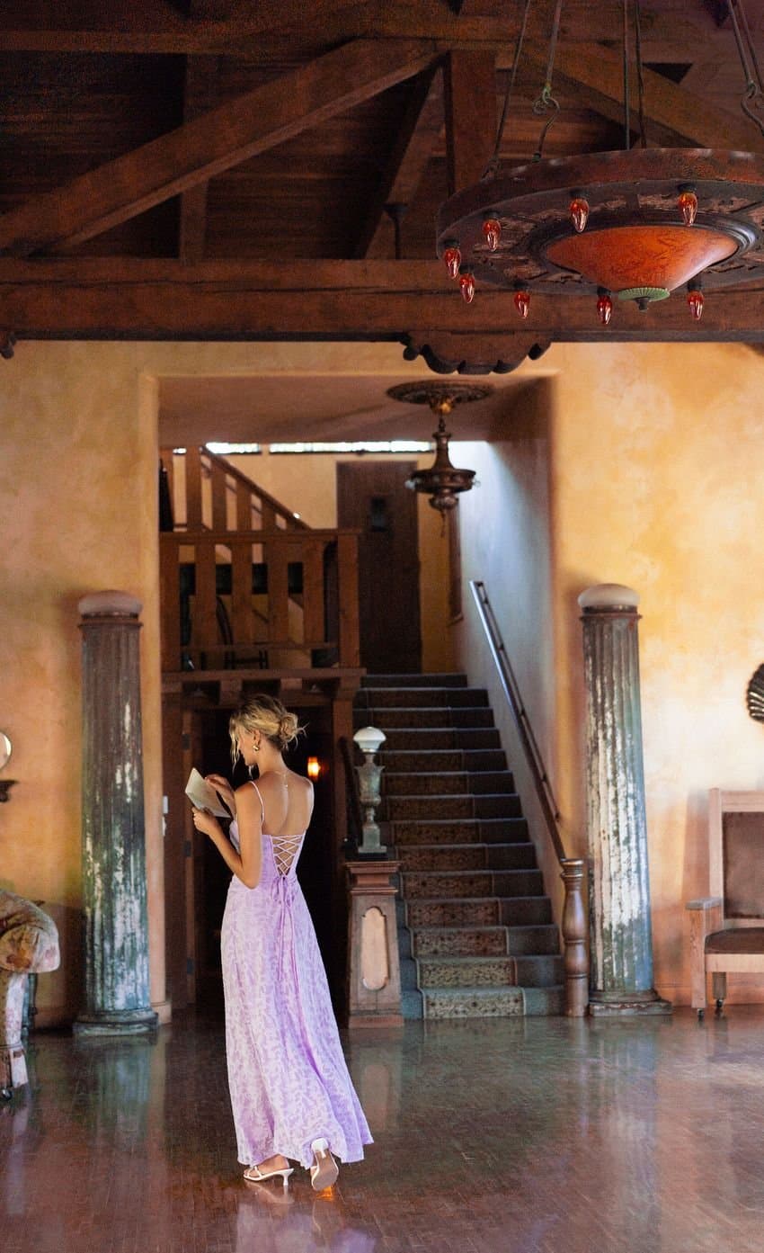 Burnout Lace-Up Maxi Dress in Lavender