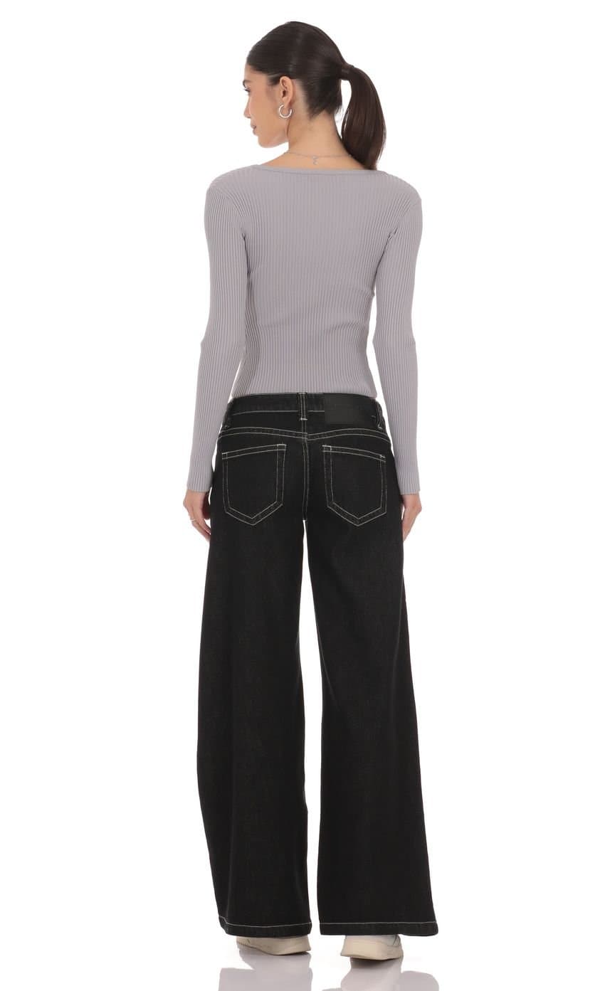 Low Rise Wide Leg Jeans in Black