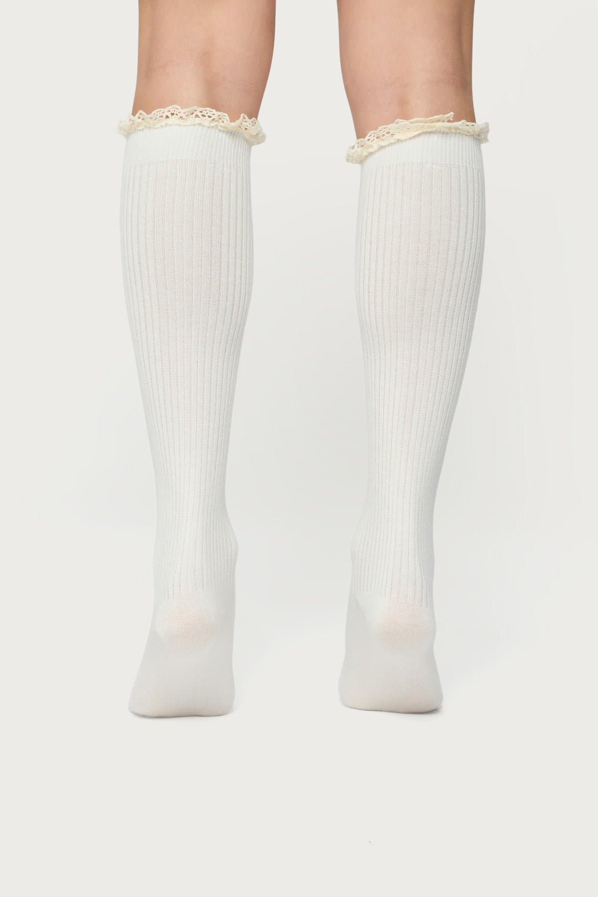 Lacey Ruffle Knee High Socks - Acrylic Polyester Nylon, 18.5 Inch Length