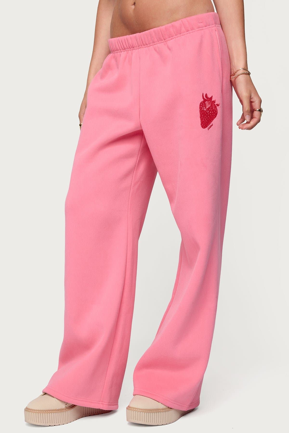 Strawberry Babe Sweatpants - Polyester Cotton Straight Leg with Elastic Waistband