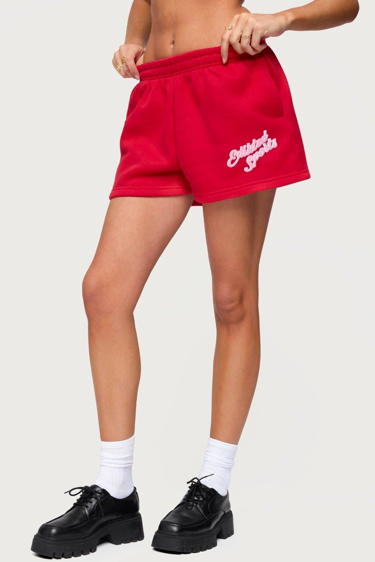 Edikted So Sporty Sweat Shorts - Polyester Cotton Elastic Waistband Matching Set