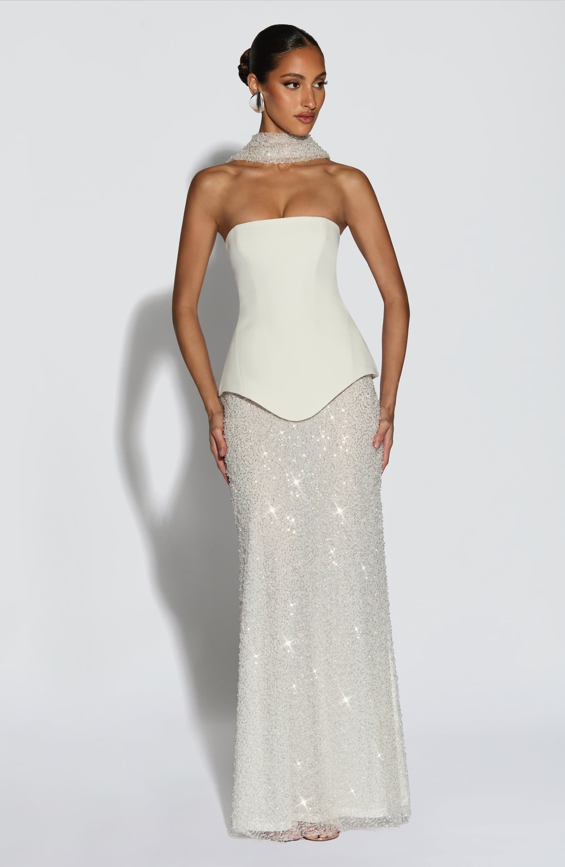 Oakley Corset Ivory Longline Structured Bodice Non-Stretch Crepe