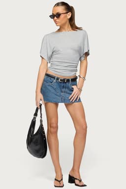 Get Stitched Denim Mini Skort - Rigid 100% Cotton with Triangle Stitch Detailing