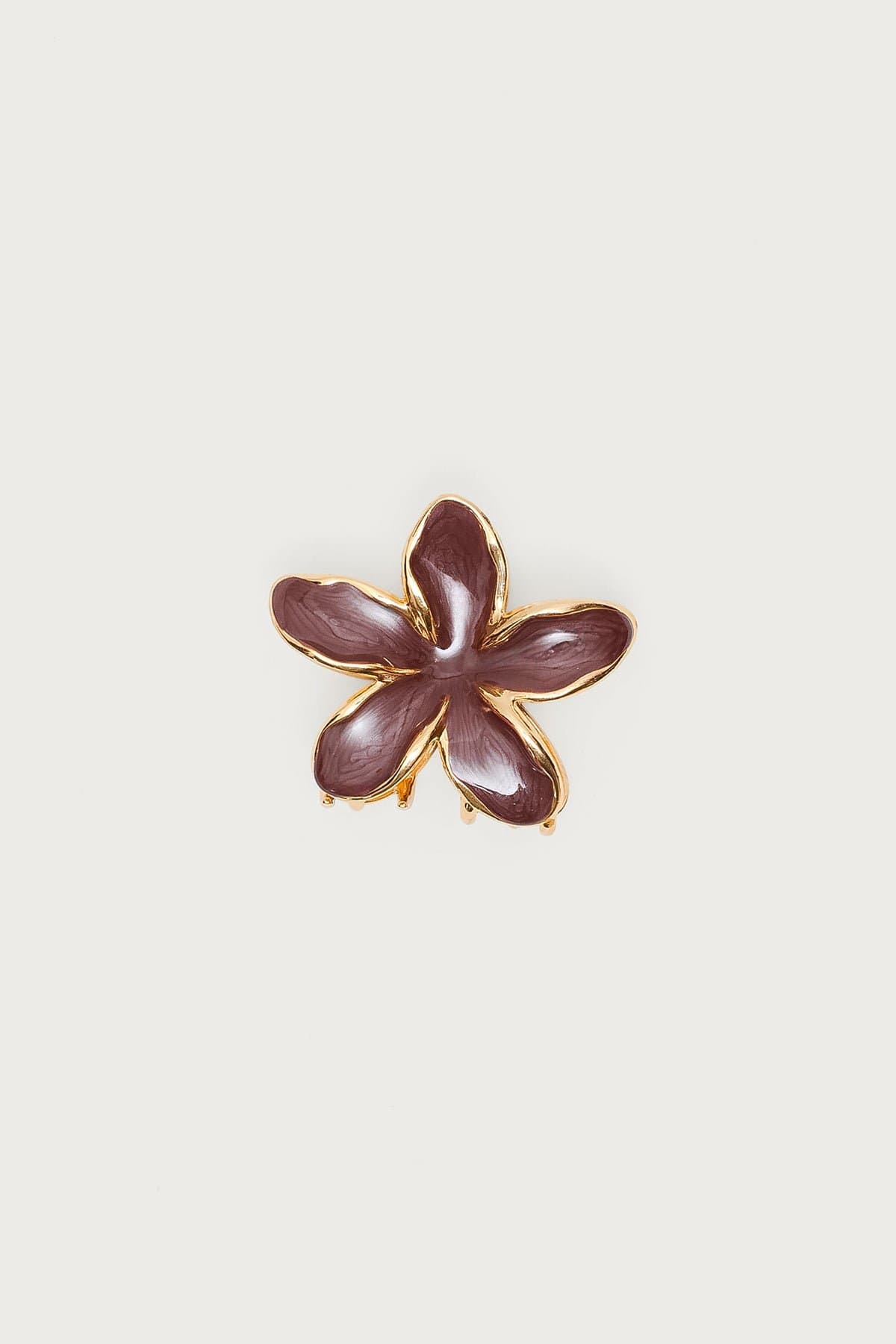 Tropical Flower Hair Clip Gold Tone Metal Resin 2.8 Inch