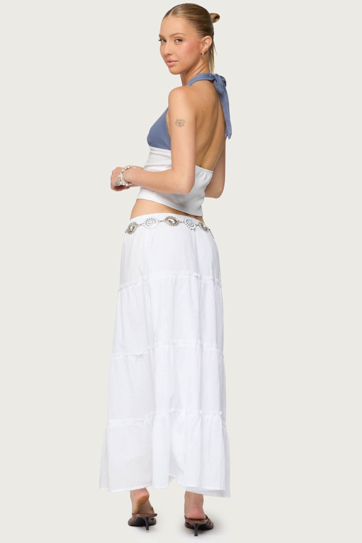 Petite Charlotte Tiered Maxi Skirt in 100% Cotton