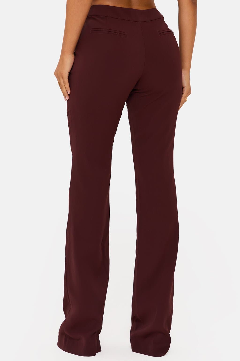 Brown Straight Leg Woven Pants 100% Polyester Functional Fly UK Size 8 87.5cm Inseam