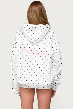 Chelsie Polka Dot Hoodie - Cotton Polyester Print with Edikted Graphic