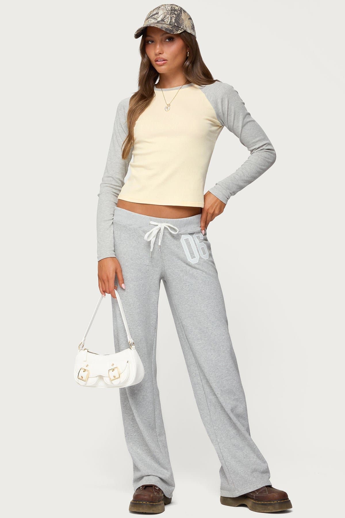 Raya Long Sleeve T-Shirt with Contrast Sleeves & Neckline Cotton Spandex