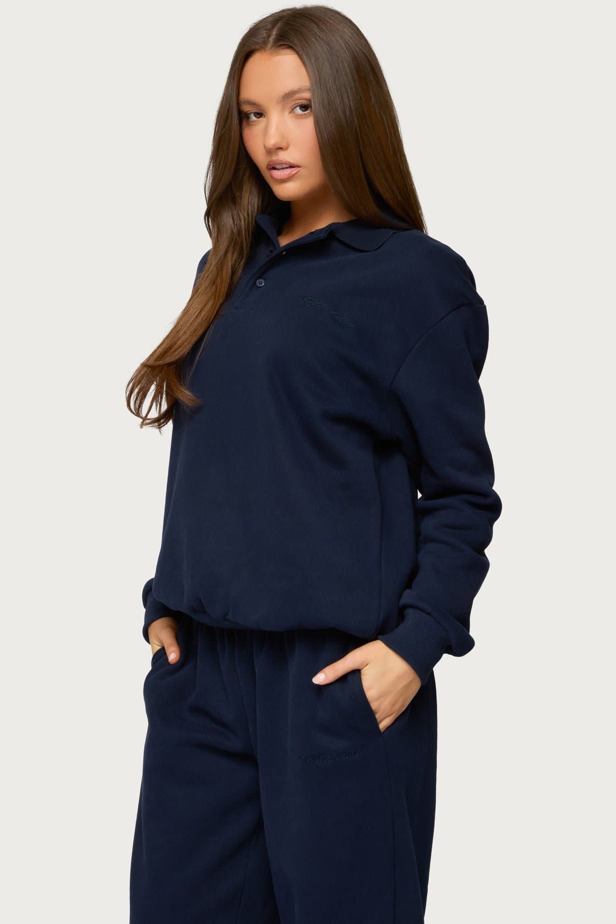 Jayce Oversized Edikted Polo Sweatshirt - Rugby Shirt Design, Polyester Cotton Blend