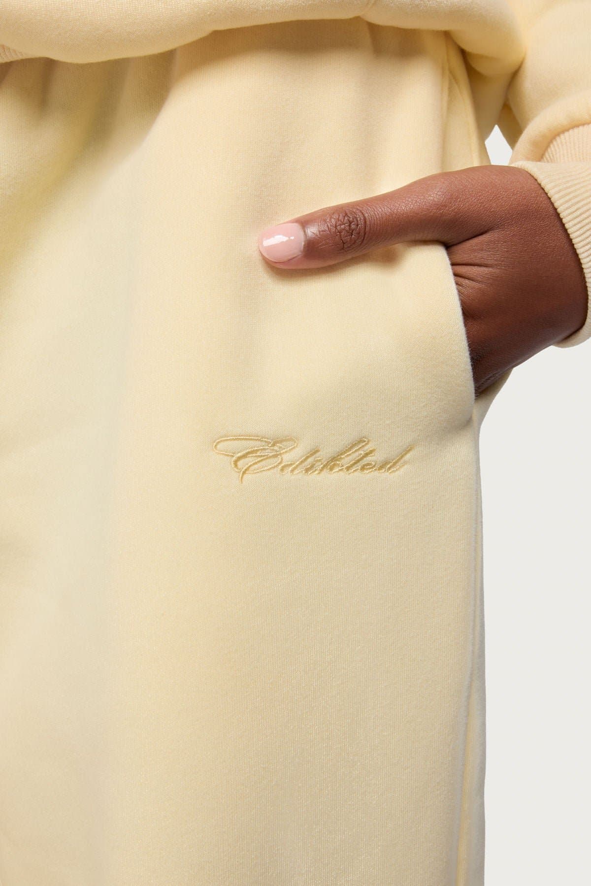 Basic Girl Wide Leg Edikted Sweatpants - Polyester Cotton Embroidered Text