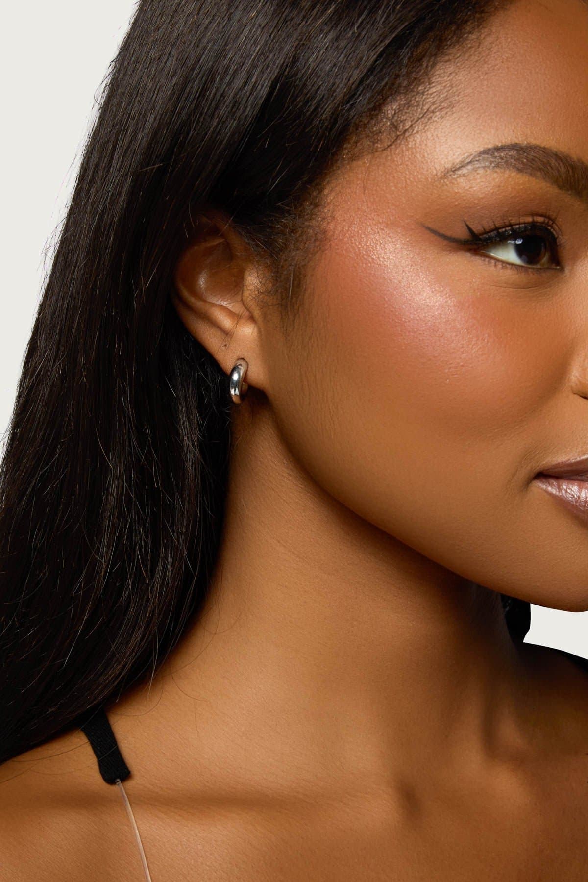 Small Hoop Earrings Silver Tone Metal 0.5 Inch Length