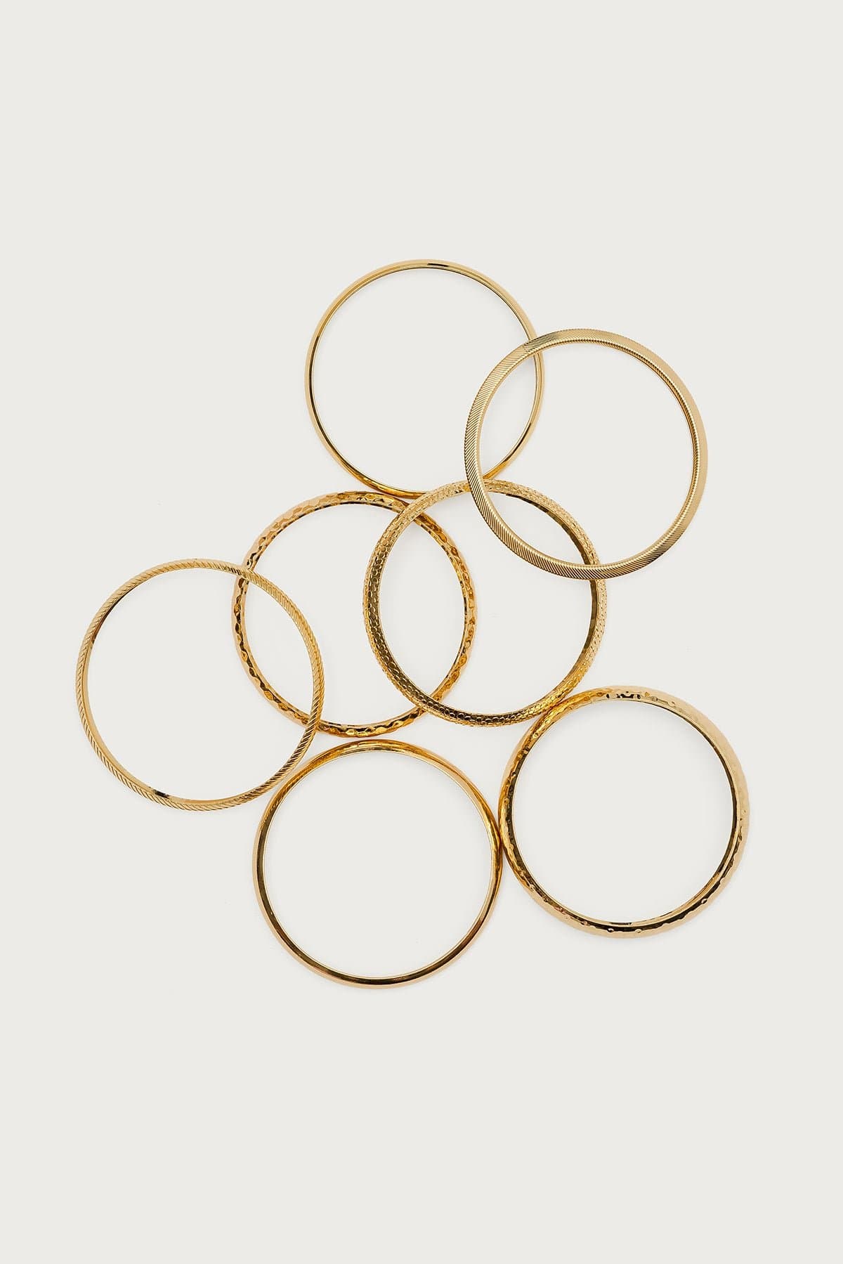 Boho Bangle Bracelet Pack Assorted Styles Gold Tone Metal 2.9-3 Inch