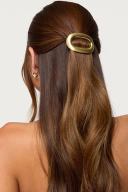 Oval Gold Tone Metal Hair Barrette 2.8 Inch Length