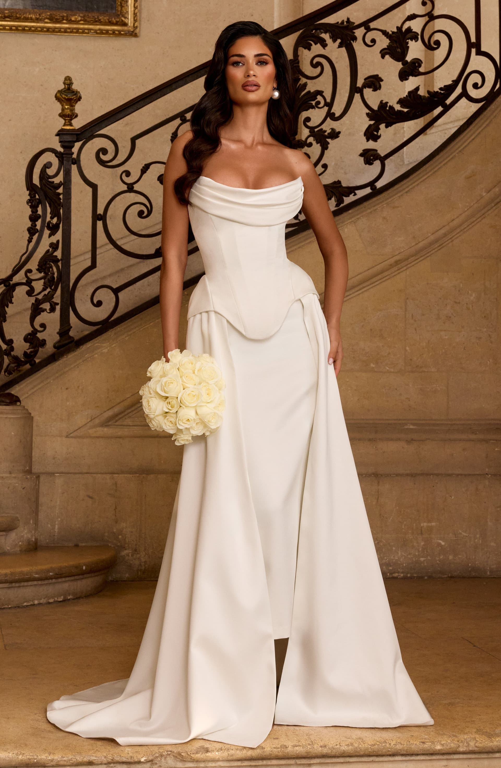Neri Skirt Train in Ivory Duchess Satin - Detachable Bridal Train