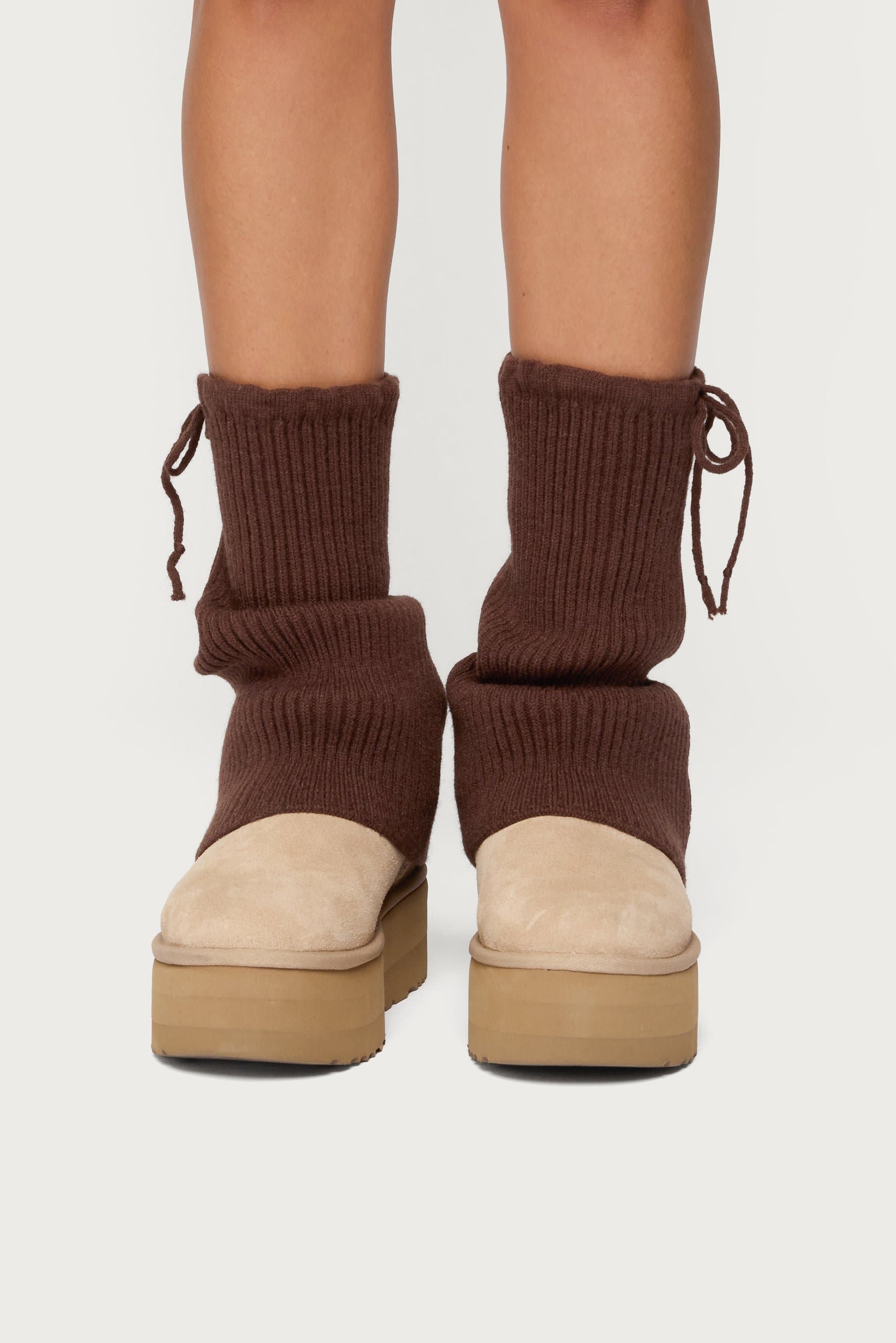 So Cozy Knit Leg Warmers with Tie Detail Acrylic Polyester Nylon 12.2in Length