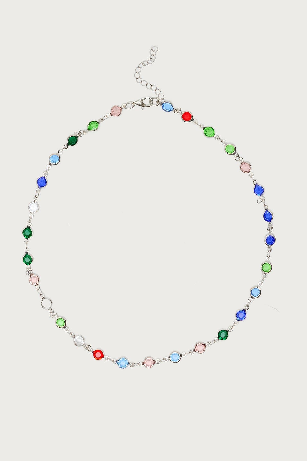 Charmer Necklace Multicolored Charms Silver Tone Metal 17.3 Inch Length