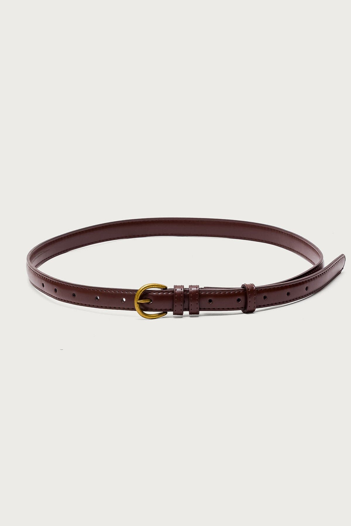 Goldey Faux Leather Belt with Gold Tone Metal Buckle 43.7 Inch Length