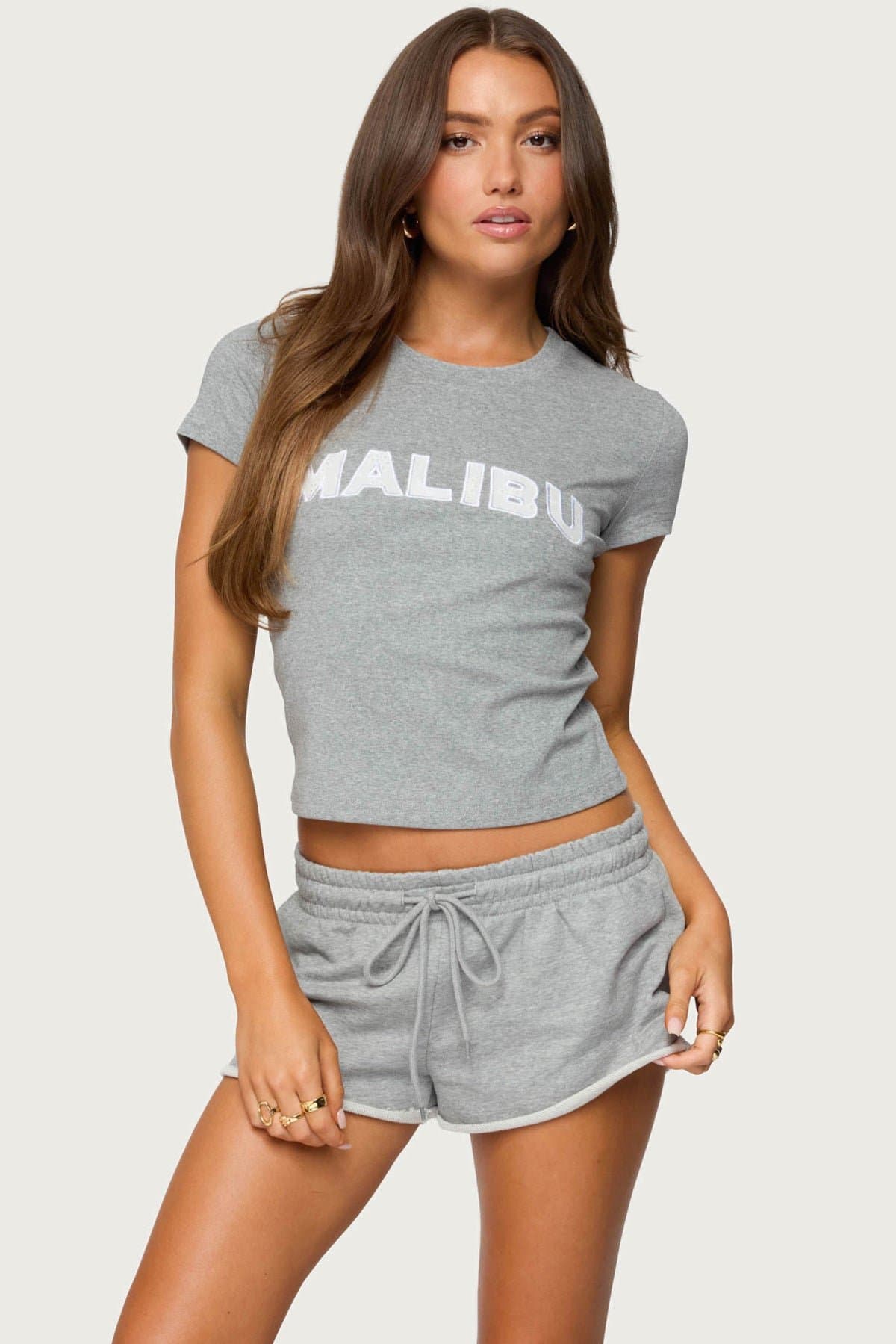 Pacific Coast Embroidered Daisy T-Shirt with Malibu Patch Cotton Spandex