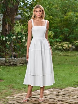 Square Neck Backless Ruched Solid Midi Dress